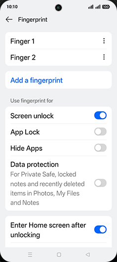 Step 8: Tap on Menu of desired Fingerprint.