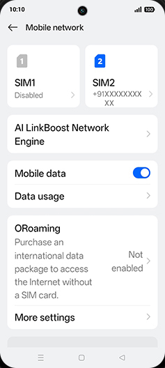 Step 4: Tap on SIM1 or SIM2.