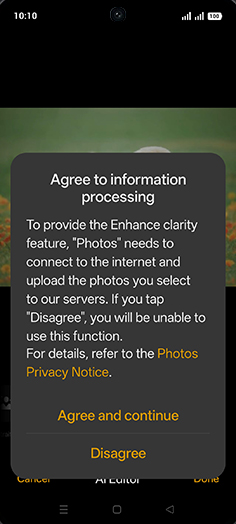 Step 9: Tap on Agree and continue.