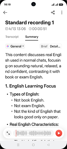 Step 8: Check Recording summary.