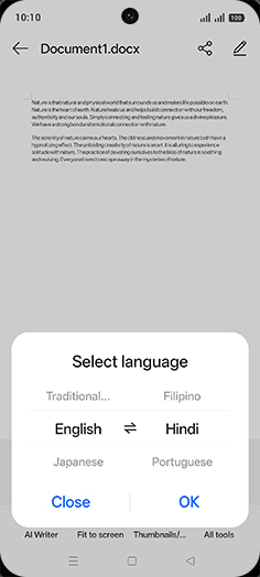 Step 7: Select desired language and tap on OK.