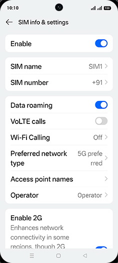 Step 7: Tap on VoLTE calls to turn ON.