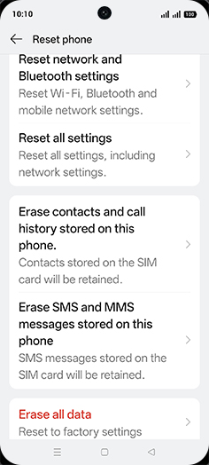 Step 6: Tap on Reset network and Bluetooth settings.