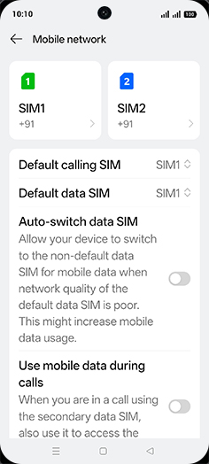 Step 4: Tap on SIM1 or SIM2.