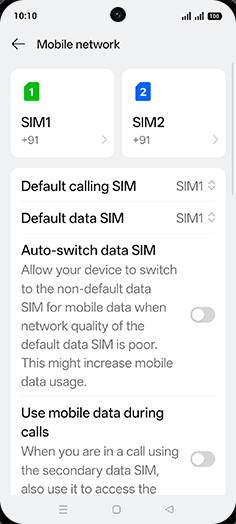 Step 4: Tap on SIM1 or SIM2.