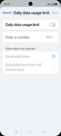 Step 9: Tap on Daily data usage limit to turn ON.