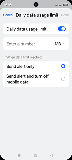 Step 10: Tap on MB or GB.