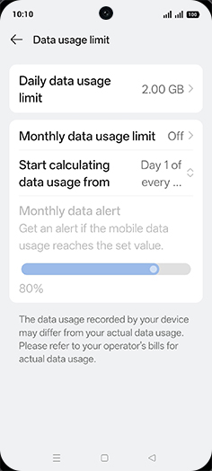 Step 14: Tap on Monthly data usage limit.