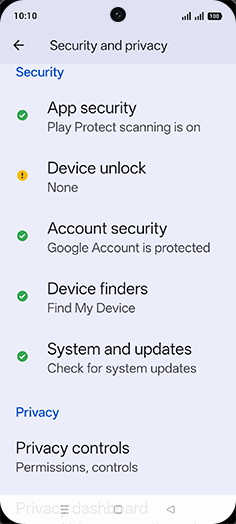Step 4: Tap on Device unlock.