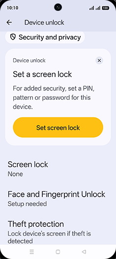 Step 5: Tap on Face and Fingerprint Unlock.