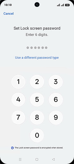 Step 11: Set Lock screen password.