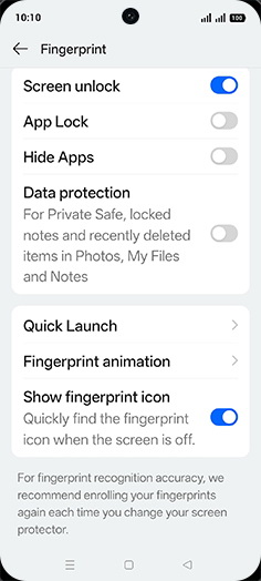 Step 8: Tap on Fingerprint animation.