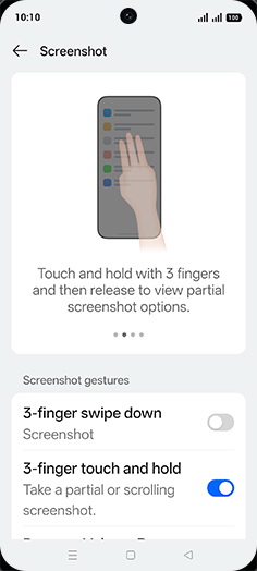 Step 5: Tap on 3-finger swipe down to turn ON.