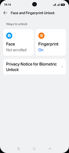 Step 6: Tap on Fingerprint.
