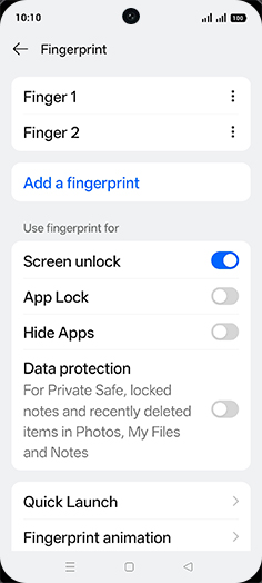 Step 8: Tap on Menu of desired Fingerprint.