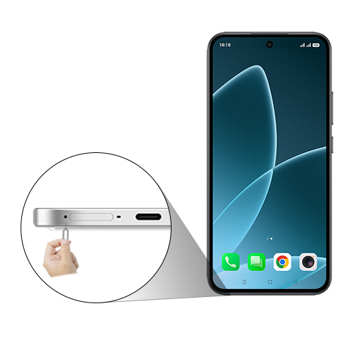 Step 1: Insert the ejection pin into the hole on the SIM card tray to loosen the tray.