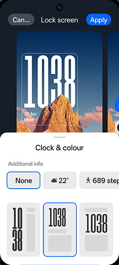 Step 7: Select Clock and colour.