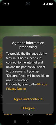 Step 9: Tap on Agree and continue.