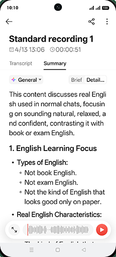 Step 8: Check Recording summary.