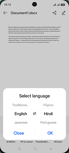 Step 7: Select desired language and tap on OK.