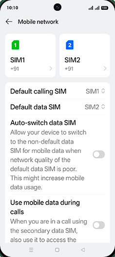 Step 4: Tap on Default data SIM.