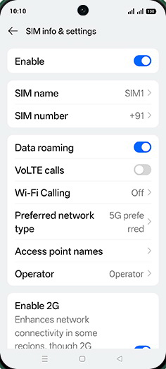 Step 7: Tap on VoLTE calls to turn ON.