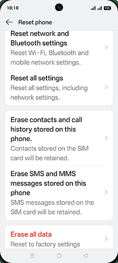 Step 6: Tap on Reset network and Bluetooth settings.