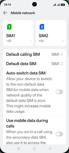 Step 4: Tap on SIM1 or SIM2.