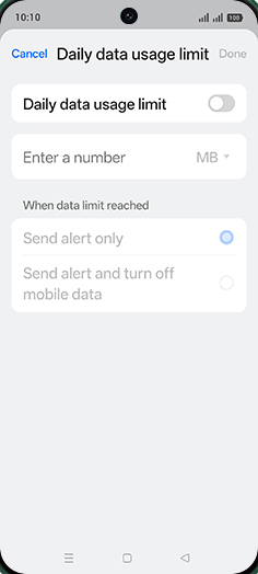 Step 9: Tap on Daily data usage limit to turn ON.