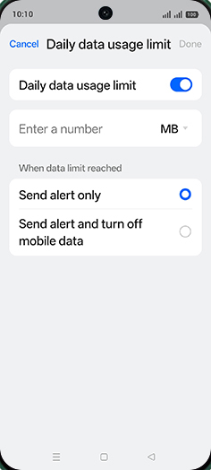 Step 10: Tap on MB or GB.