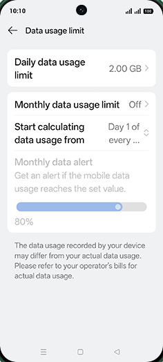 Step 14: Tap on Monthly data usage limit.