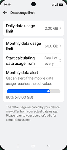 Step 20: Tap on Start calculating data usage from.