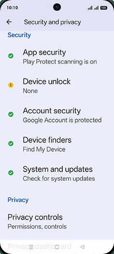 Step 4: Tap on Device unlock.