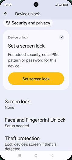Step 5: Tap on Face and Fingerprint Unlock.