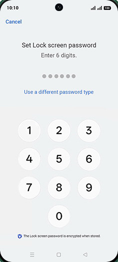 Step 11: Set Lock screen password.