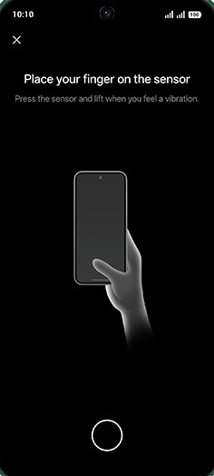 Step 14: Place your finger on the fingerprint sensor.