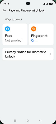 Step 6: Tap on Fingerprint.