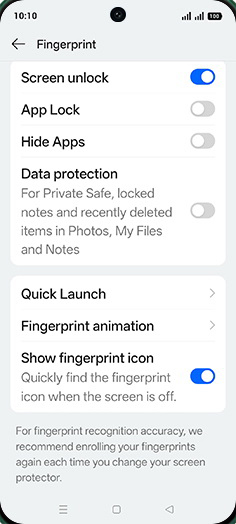 Step 8: Tap on Fingerprint animation.