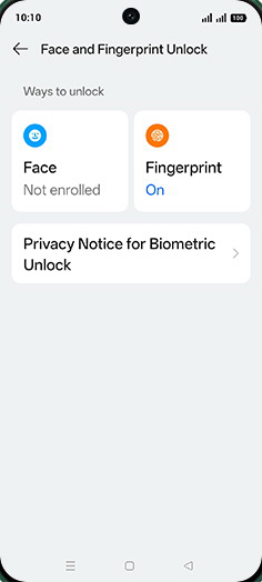 Step 6: Tap on Fingerprint.