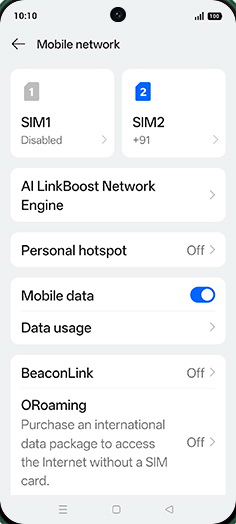 Step 4: Tap on SIM1 or SIM2.