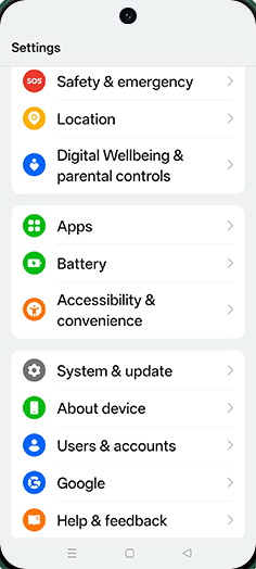 Step 3: Tap on System & update.