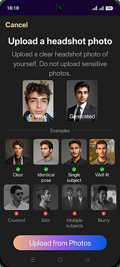 Step 8: Tap on Upload from Photos.