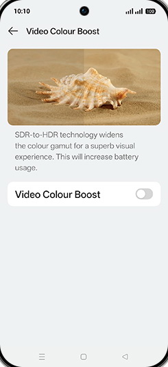 Step 5: Tap on Video Colour Boost to turn ON.