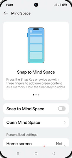 Step 5: Tap on Snap to Mind Space to turn ON.