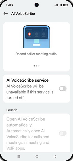 Step 5: Tap on AI VoiceScribe service to turn ON.