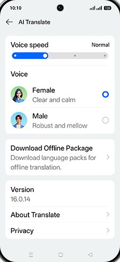 Step 5: Set Voice speed.