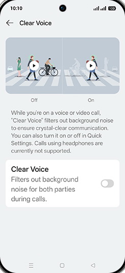 Step 5: Tap on Clear Voice to turn ON.