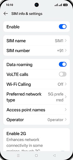 Step 7: Tap on VoLTE calls to turn ON.