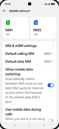 Step 4: Tap on SIM1 or SIM2.