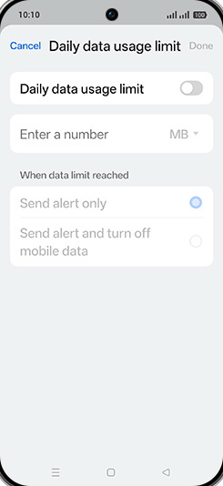 Step 9: Tap on Daily data usage limit to turn ON.